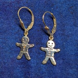Sterling Silver Gingerbread Man Earrings